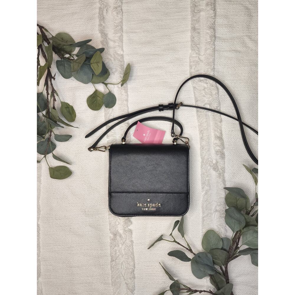 Kate Spade Square Crossbody in Black Saffiano Leather
